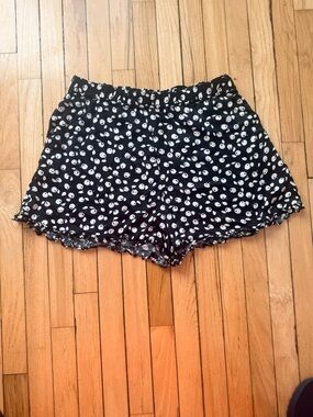 Maeve Black High-Waist Shorts with White cherry Print